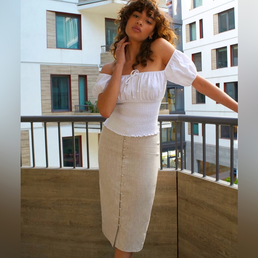 Reformation Fresno Linen Skirt - Size 8